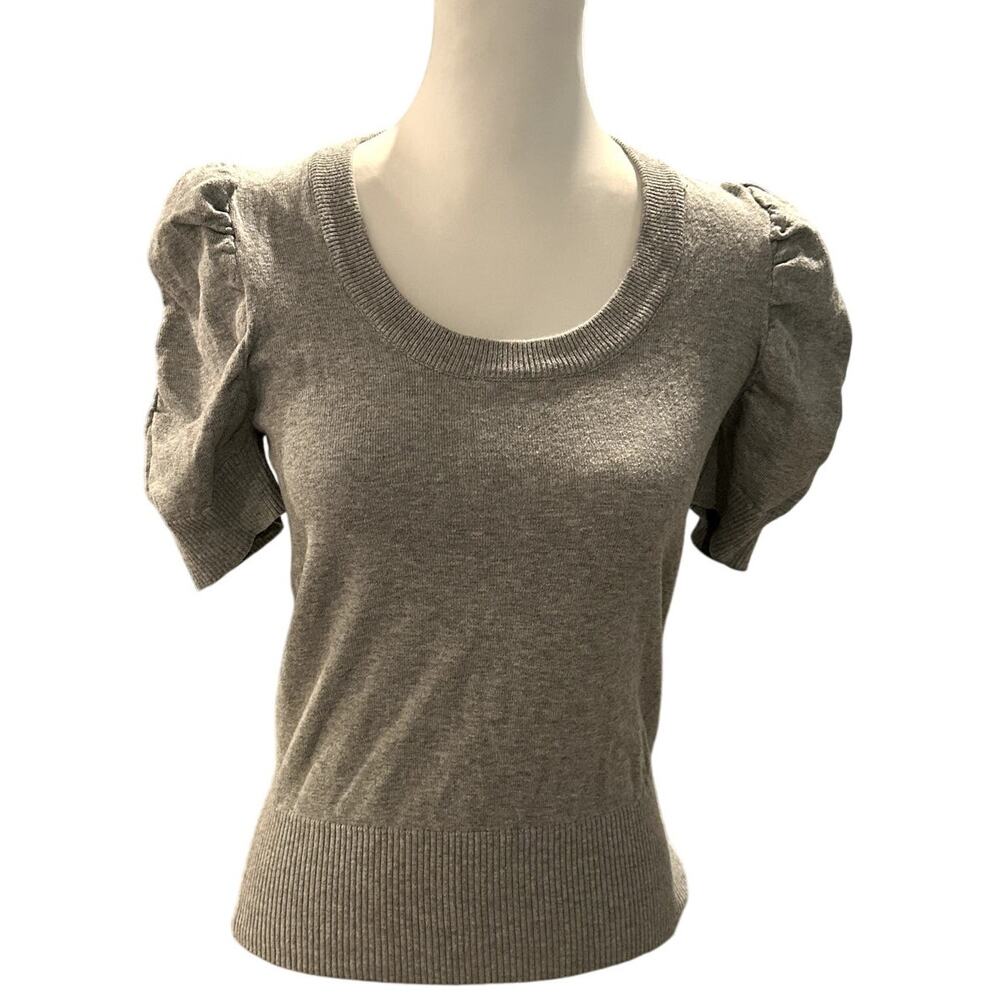 Lou Lou Gray Short Sleeve Sweater Top Medium